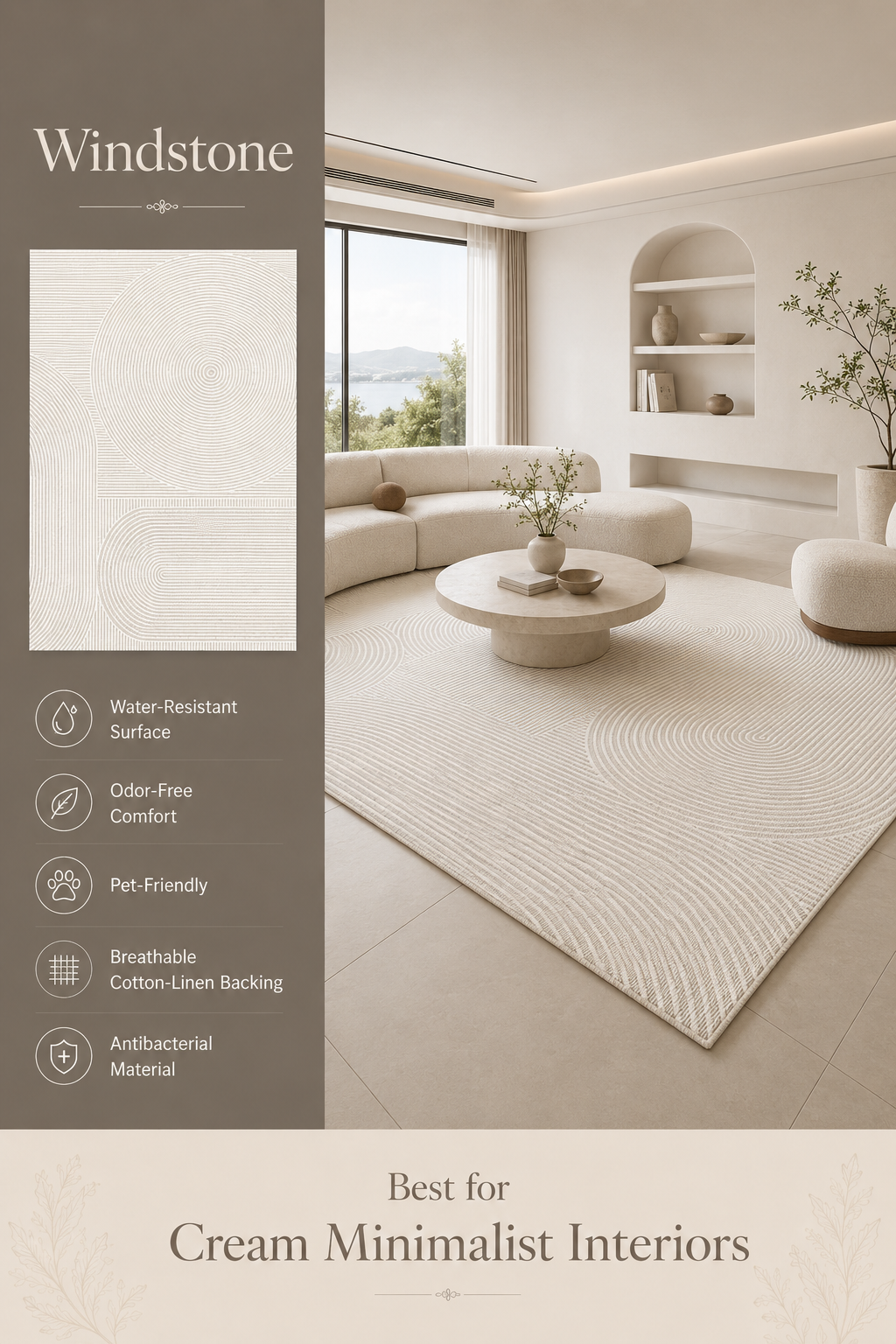 Modern Cream Textured Area Rug