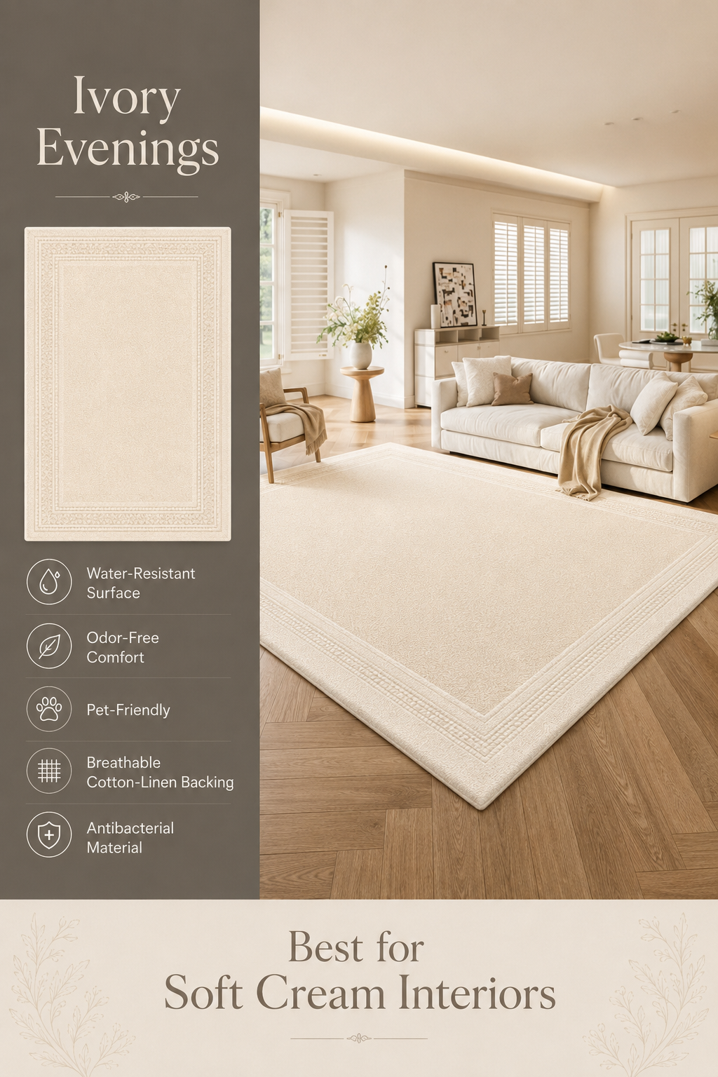 Modern Cream Textured Area Rug
