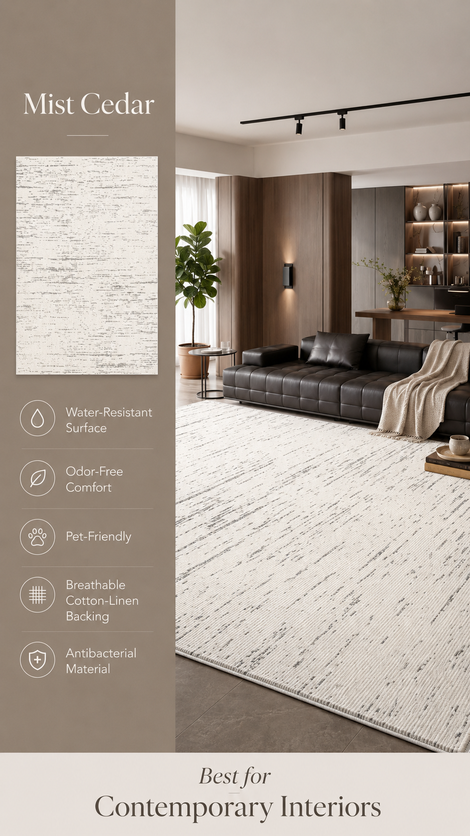 Modern Cream Textured Area Rug