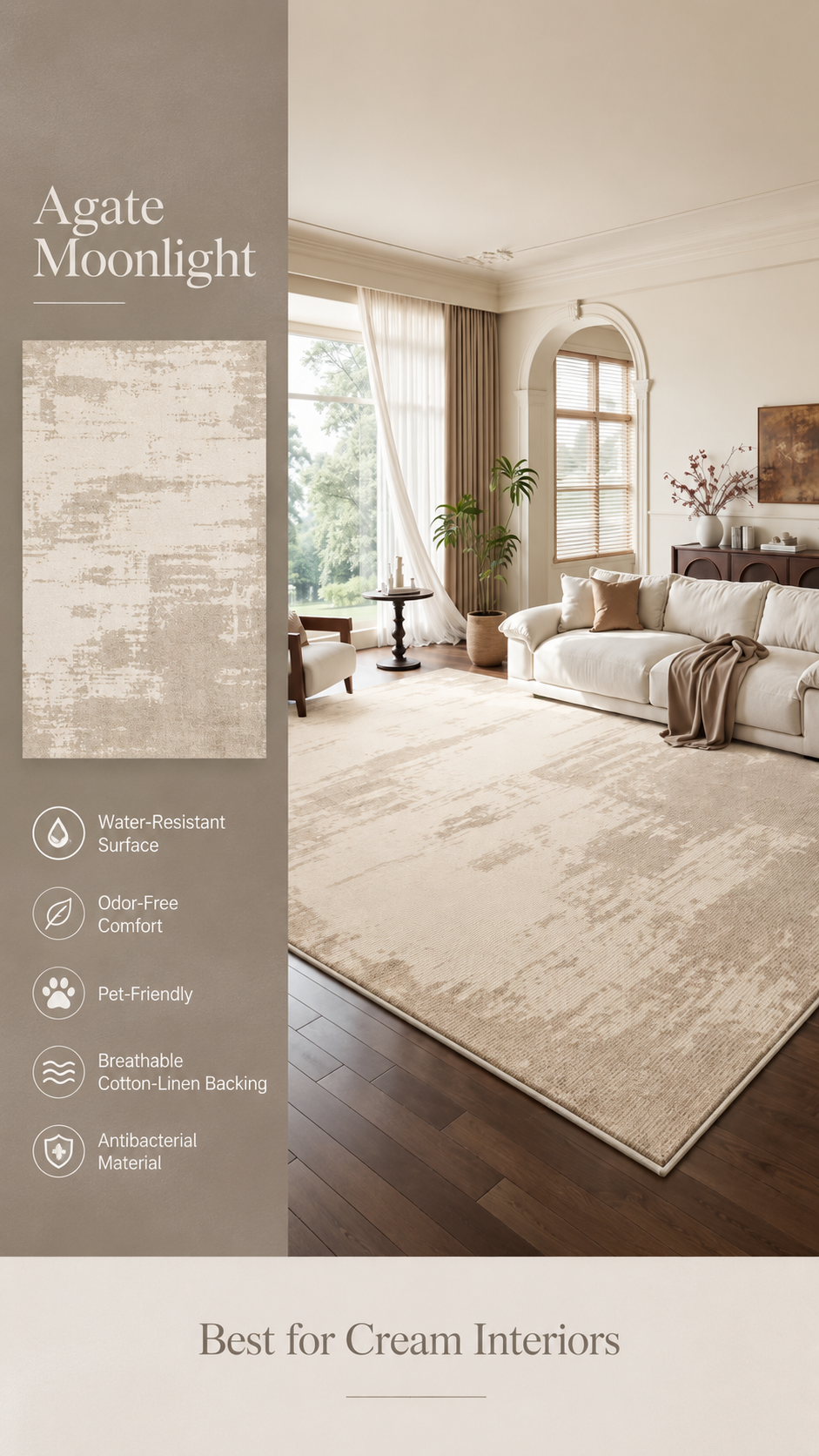 Modern Cream Textured Area Rug