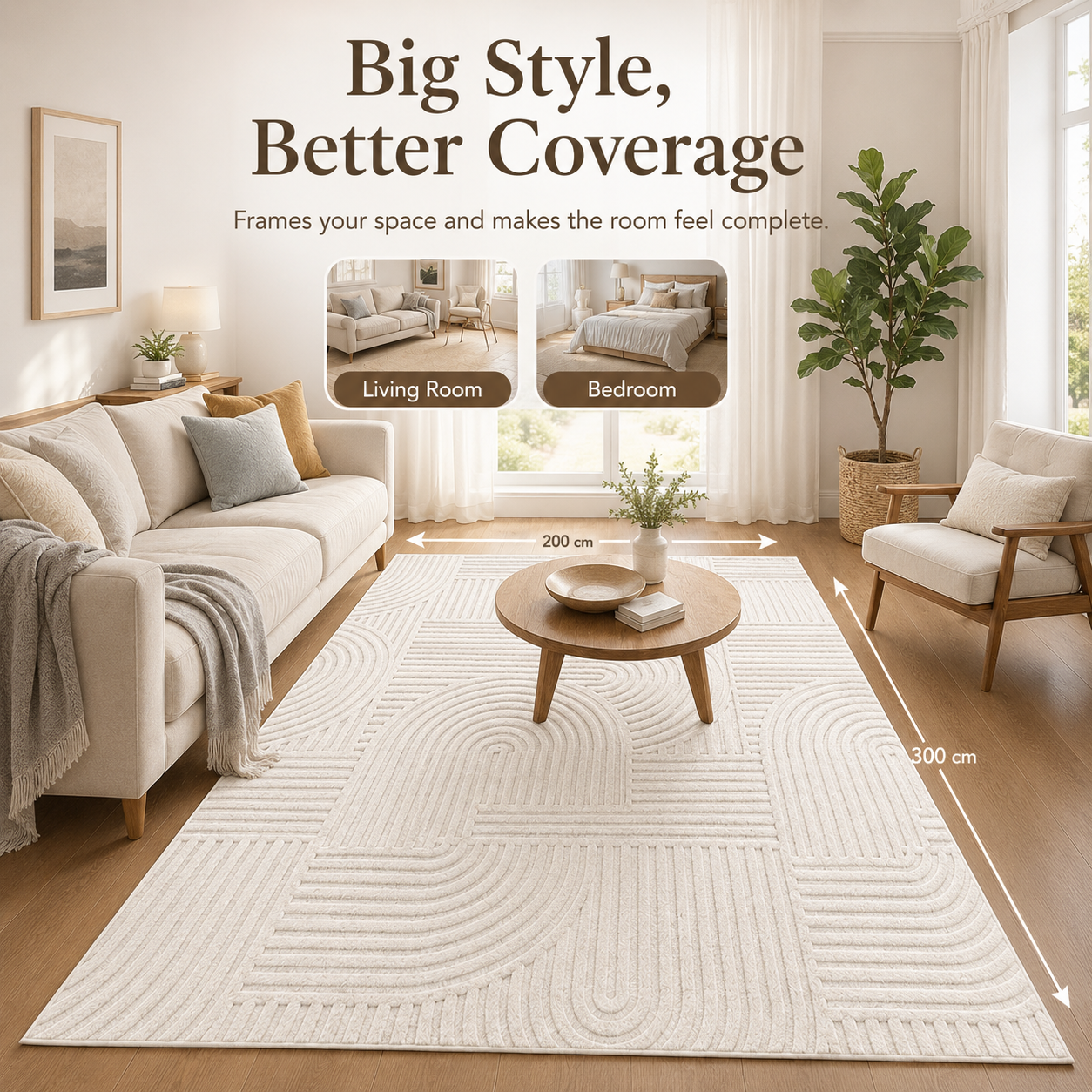 Modern Cream Textured Area Rug