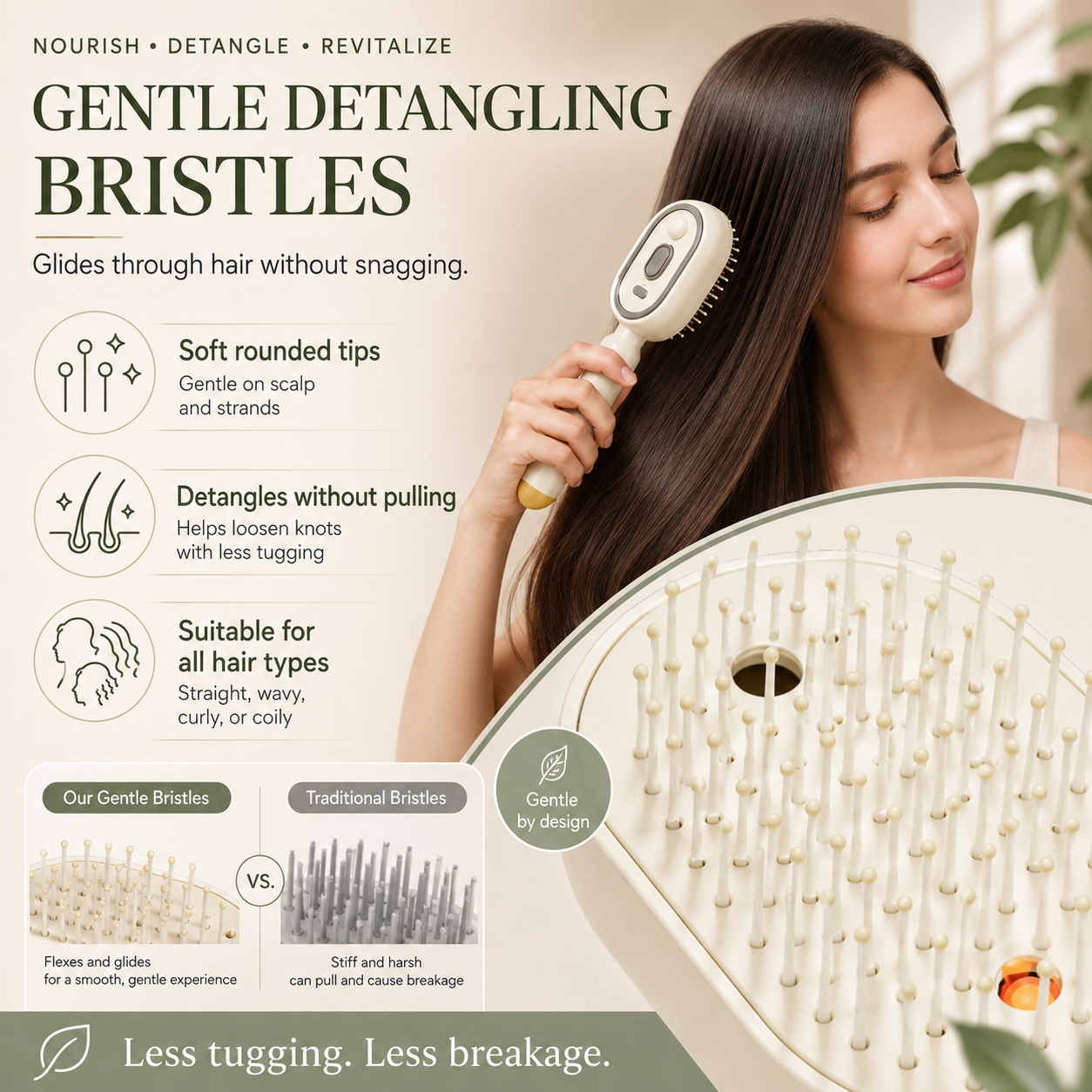 Electric Spray & Massage Hair Brush – Nourishing Mist Detangling Brush with One-Touch Cleaning