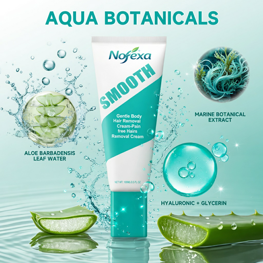 Nofexa Hair Removal Cream for Sensitive Skin — Painless Depilatory with Aloe & Hyaluronic Acid, For Men & Women