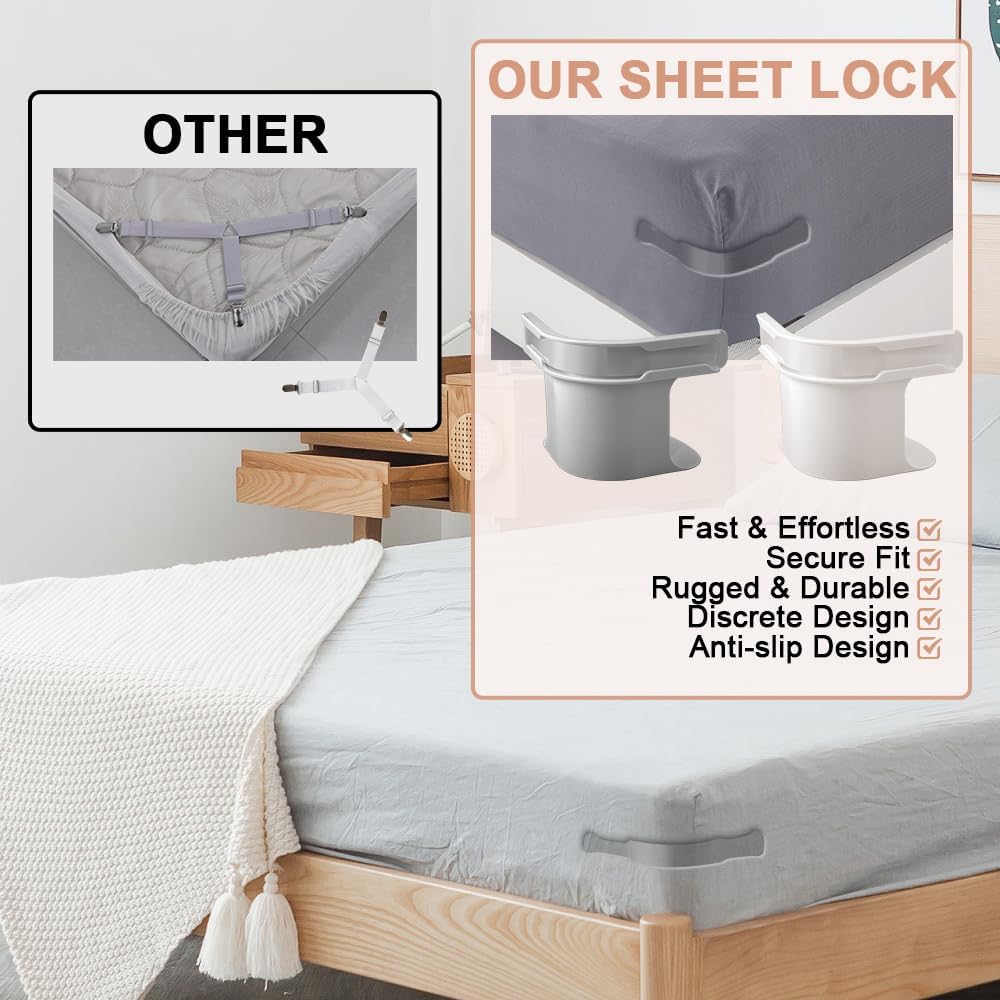 Bed Sheet Corner Clips – No More Loose Sheets | Fits All Mattresses