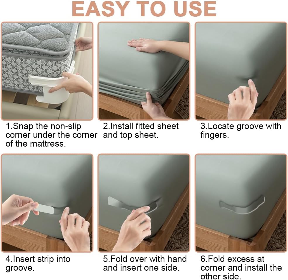 Bed Sheet Corner Clips – No More Loose Sheets | Fits All Mattresses