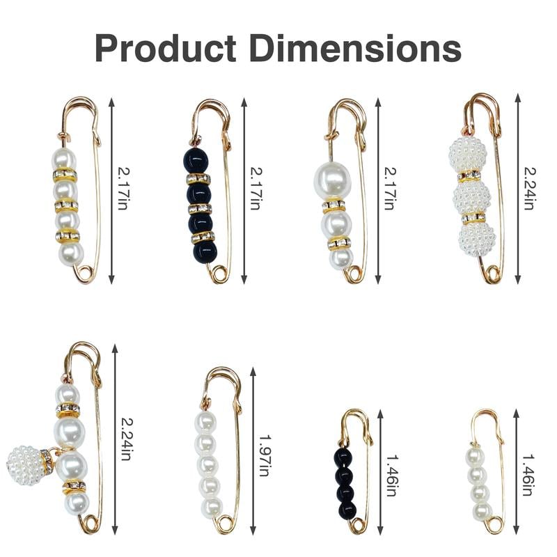 16 Counts Pearl Brooch Pins, No Sewing Sweater Shawl Safety Pins