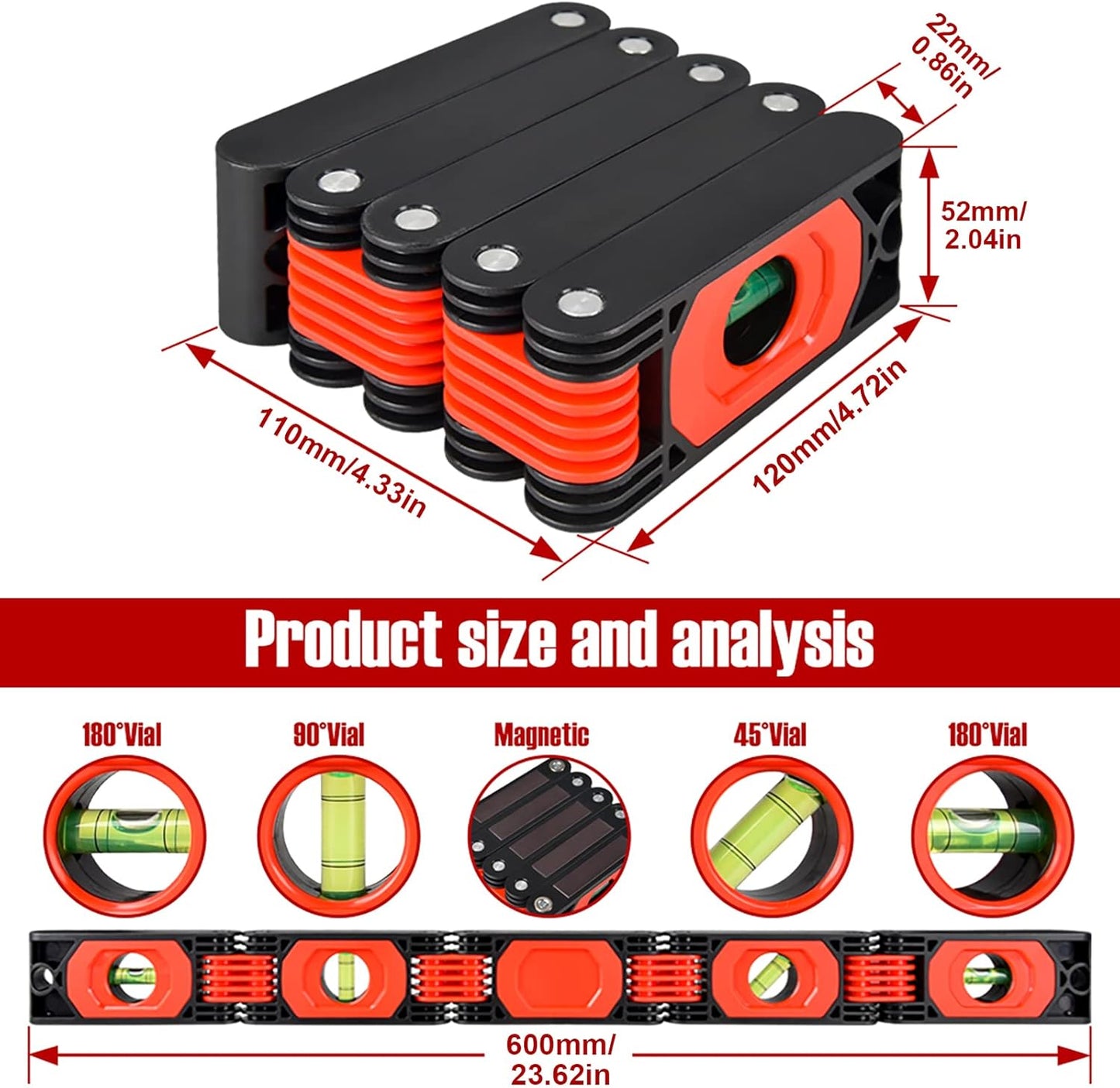 📏 Folding Level Ruler – Precision Angle Measuring Tool 🔧