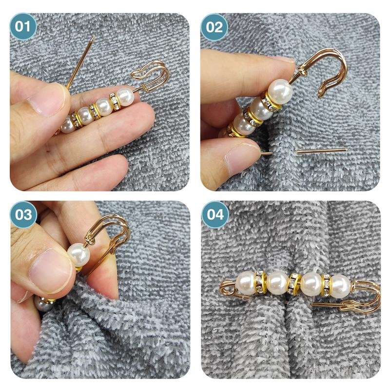 16 Counts Pearl Brooch Pins, No Sewing Sweater Shawl Safety Pins