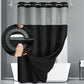 No Hook Shower Curtain with Snap-In Liner – Double Layer Waterproof Fabric Curtain, Washable Hotel Style Bath Curtain