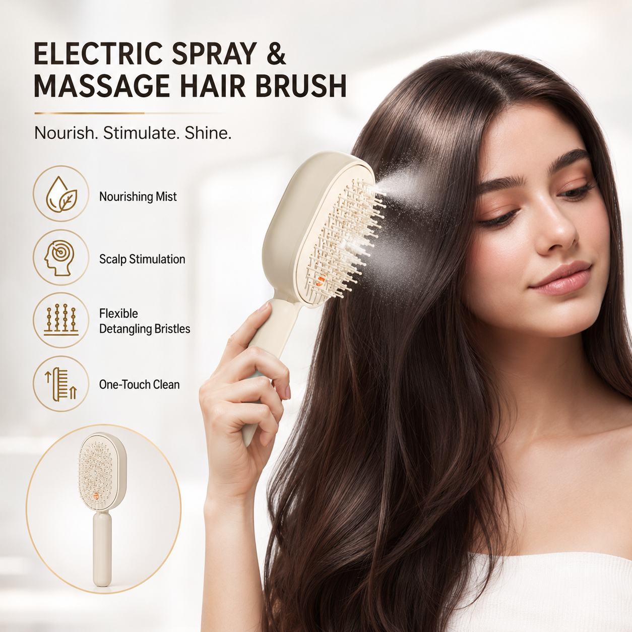 🥳2026 HOT SALE🥳💞50K+ SOLD!💆‍♀️🔘50% OFF! Electric Hairbrush with Spray & Massage – Gentle detangling, nourishing mist. Soft bristles, one‑key clean. ✨🪮