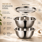 3-in-1 Stainless Steel Grater & Slicer Bowl Set – Grate, Drain & Serve in One
