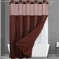 No Hook Shower Curtain with Snap-In Liner – Double Layer Waterproof Fabric Curtain, Washable Hotel Style Bath Curtain