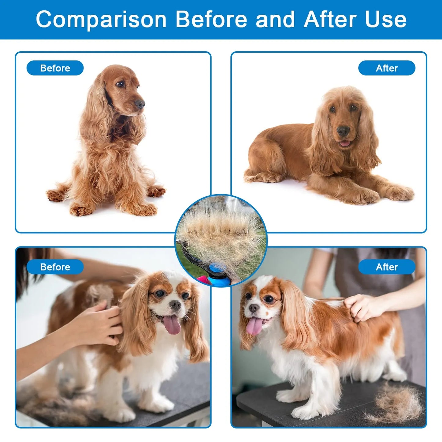 ⏰🔥LIMITED TIME 50% OFF! 🐾 Professional Pet Deshedding Brush for Dogs & Cats – Gentle Grooming & Fur-Free Home ✨
