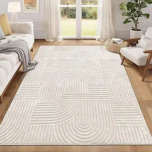 Modern Cream Textured Area Rug