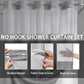 No Hook Shower Curtain with Snap-In Liner – Double Layer Waterproof Fabric Curtain, Washable Hotel Style Bath Curtain